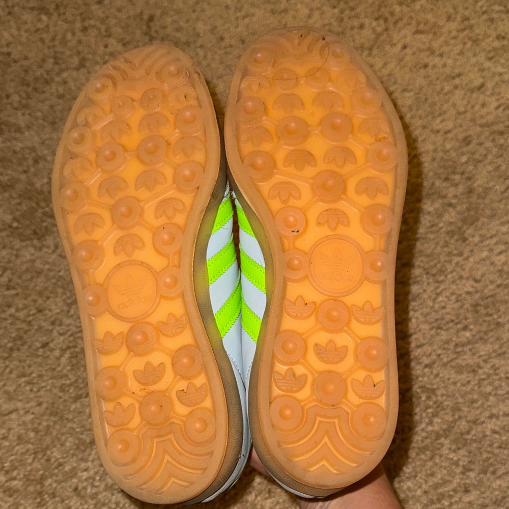 Adidas Gazelle Sneakers Sky Blue with Neon/Solar Green Accents size 7 - Picture 12 of 13